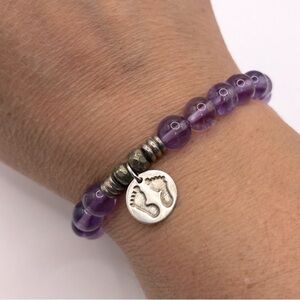 T. Jazelle Amethyst Beaded Stretch Calming Bracelet Charms